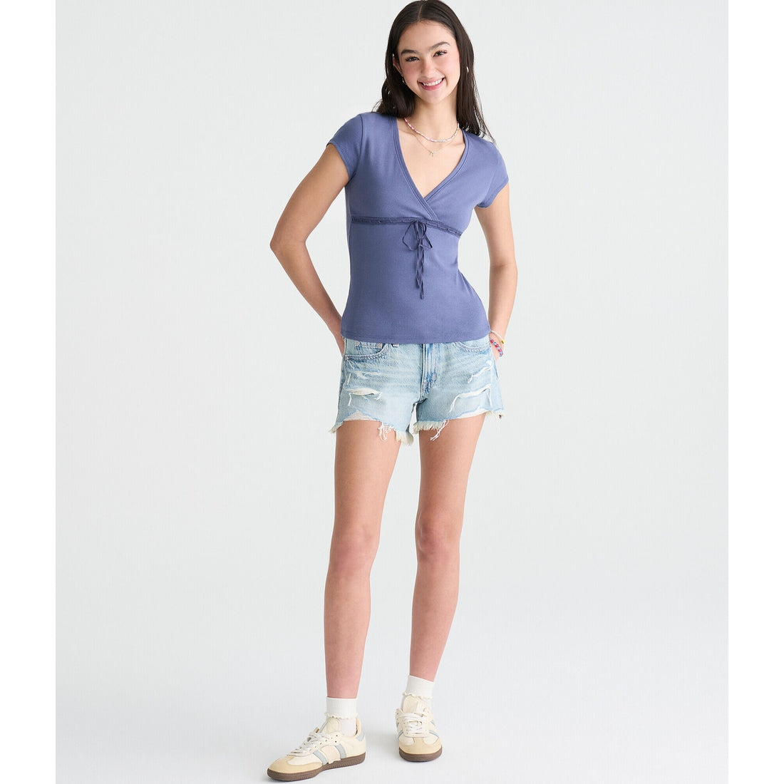 Seriously Soft Lace Crossover V-Neck Tee