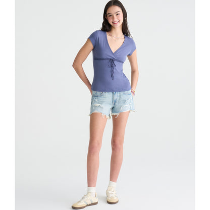 Seriously Soft Lace Crossover V-Neck Tee