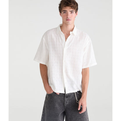 Textured Windowpane Boxy Shirt