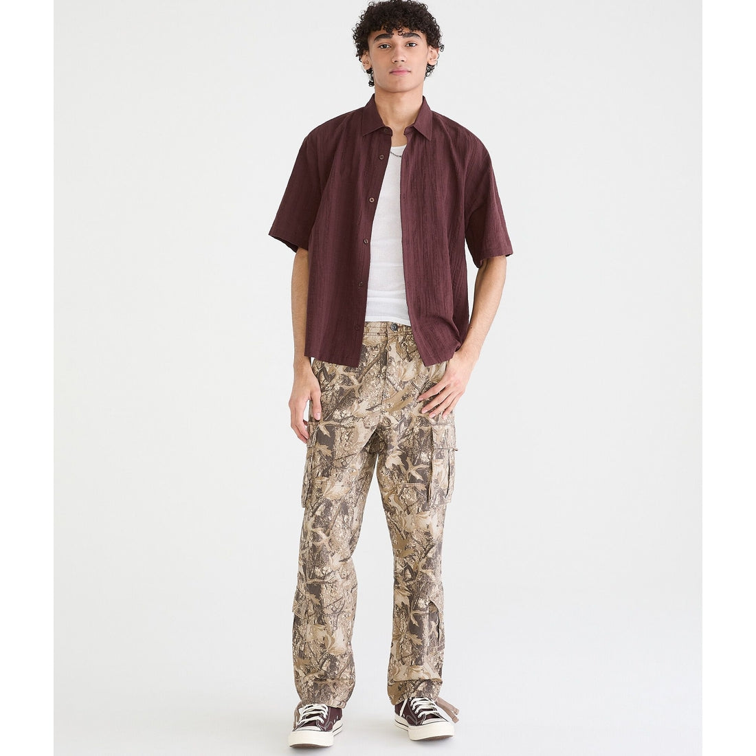 Textured Windowpane Boxy Shirt