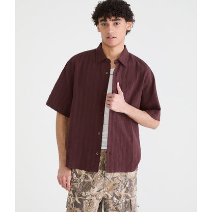Textured Windowpane Boxy Shirt