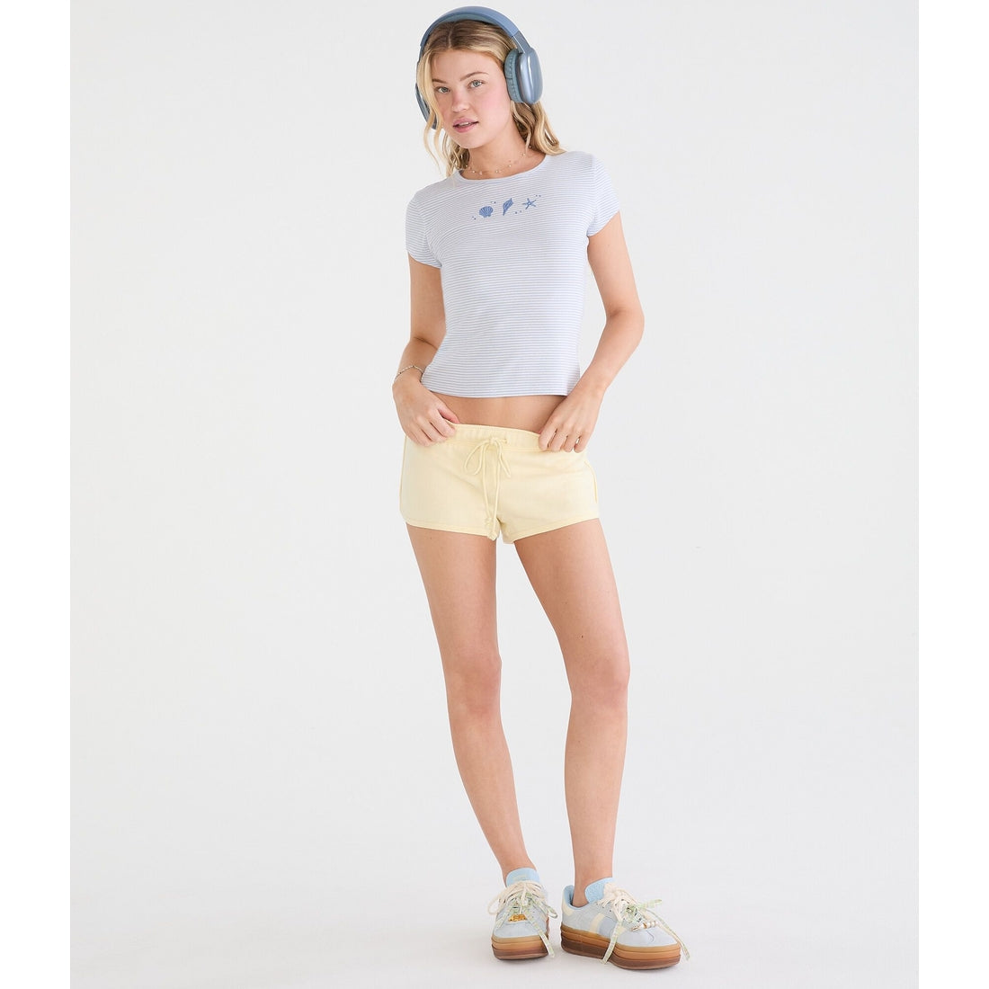 Seriously Soft Striped Seashells Graphic Baby Tee