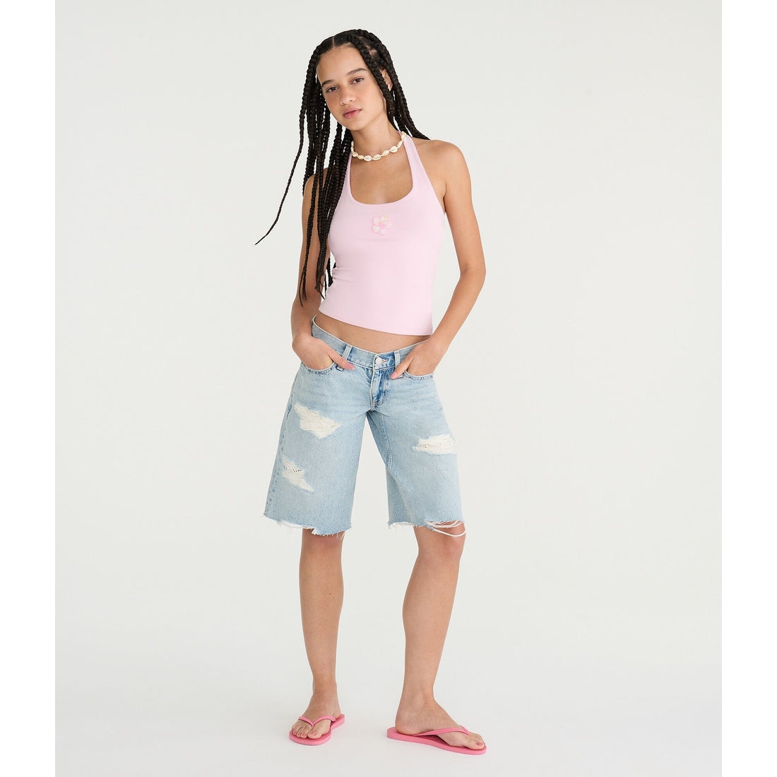 Seriously Soft Beaded Hibiscus Everyday Halter Top