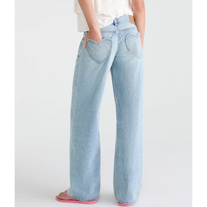 Super Low-Rise Baggy Wide Leg Heart Pocket Jean