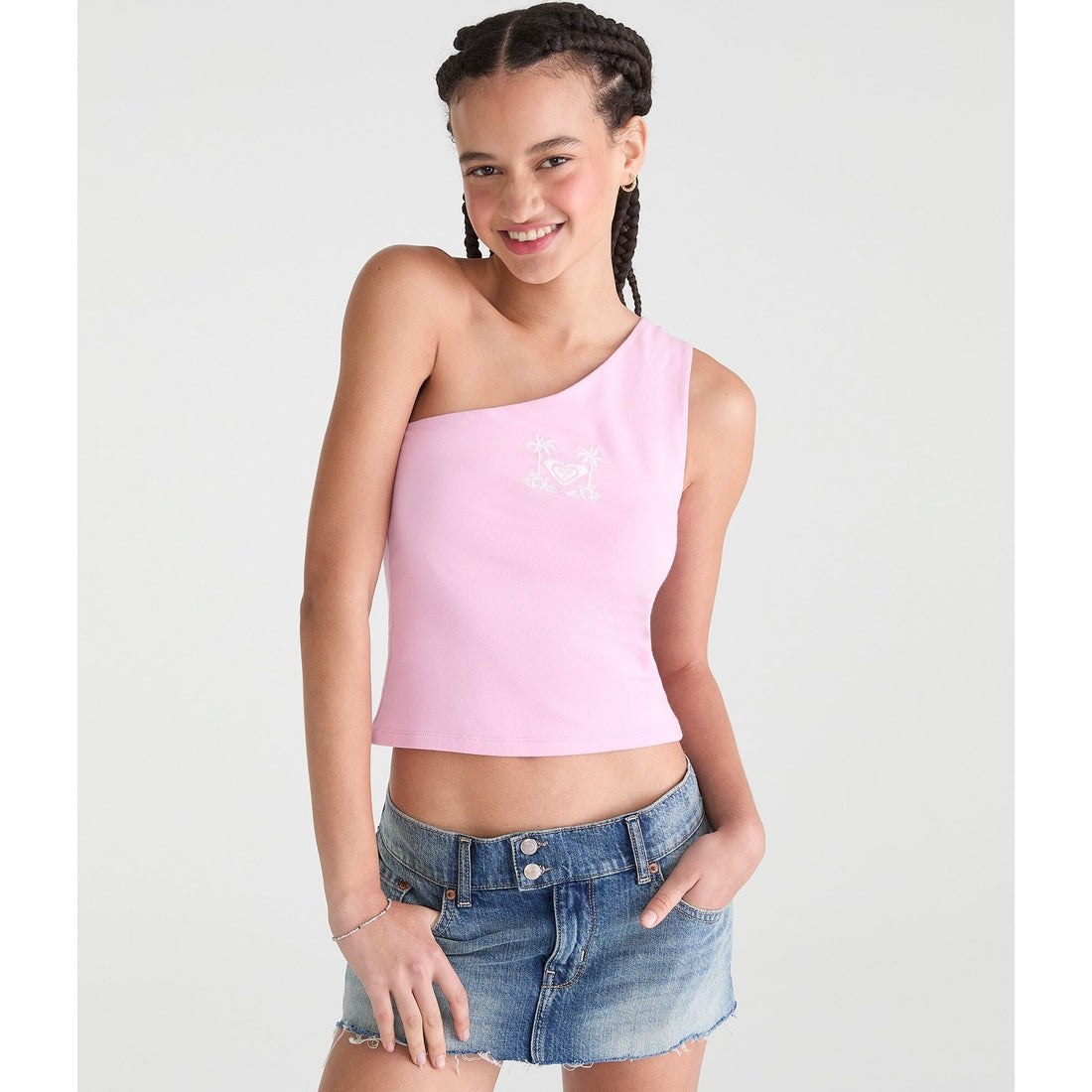 Roxy Logo One-Shoulder Tank Top