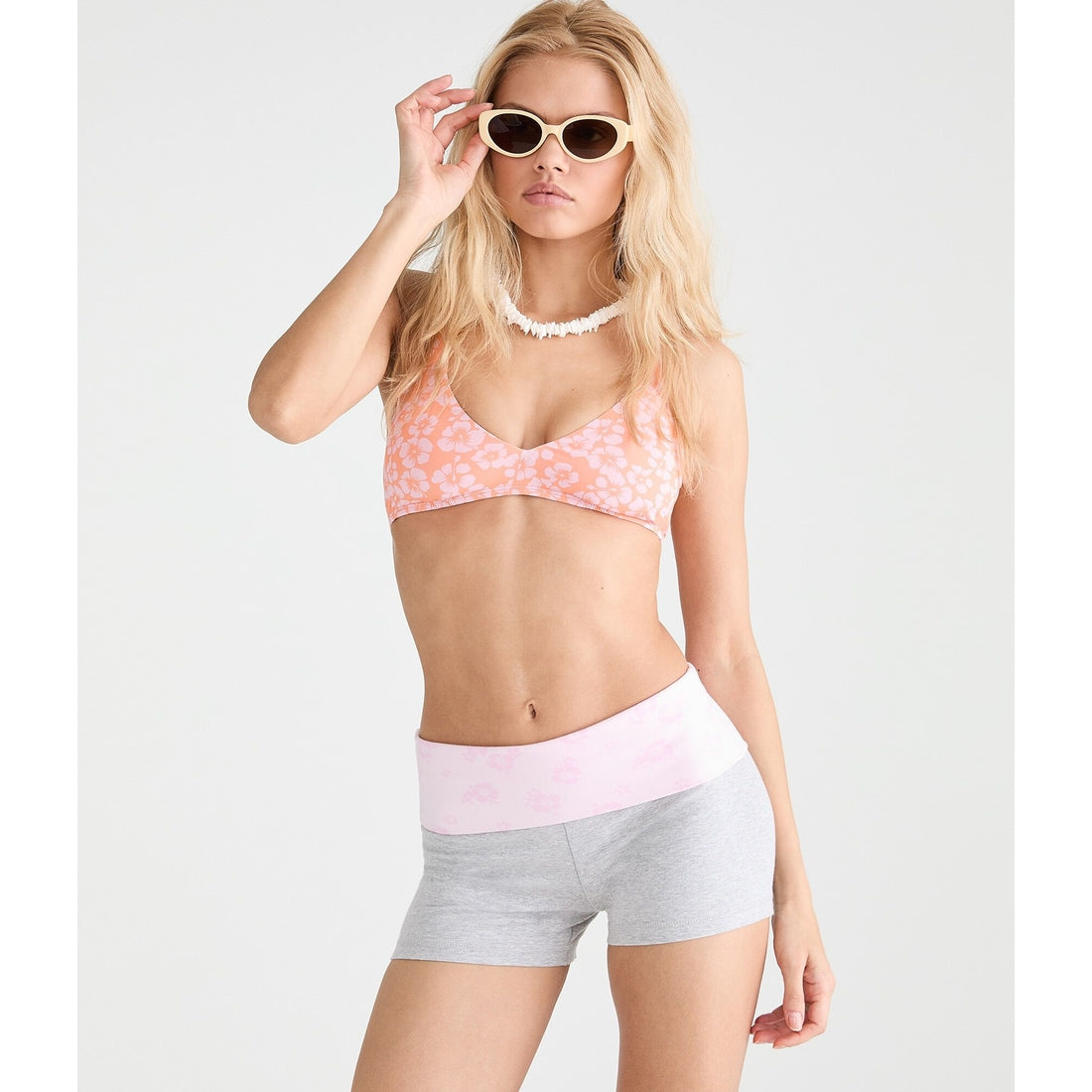 Roxy Hibiscus Low-Rise Fold-Over Shorts