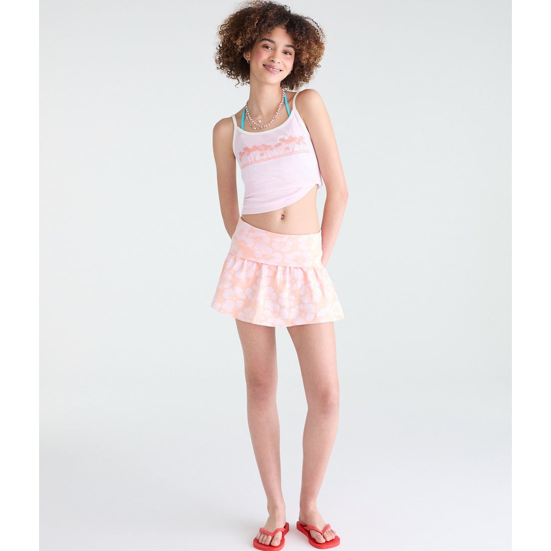 Roxy Hibiscus Fold-Over Mini Skirt