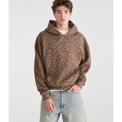 Cloud Soft Leopard Print Boxy Pullover Hoodie