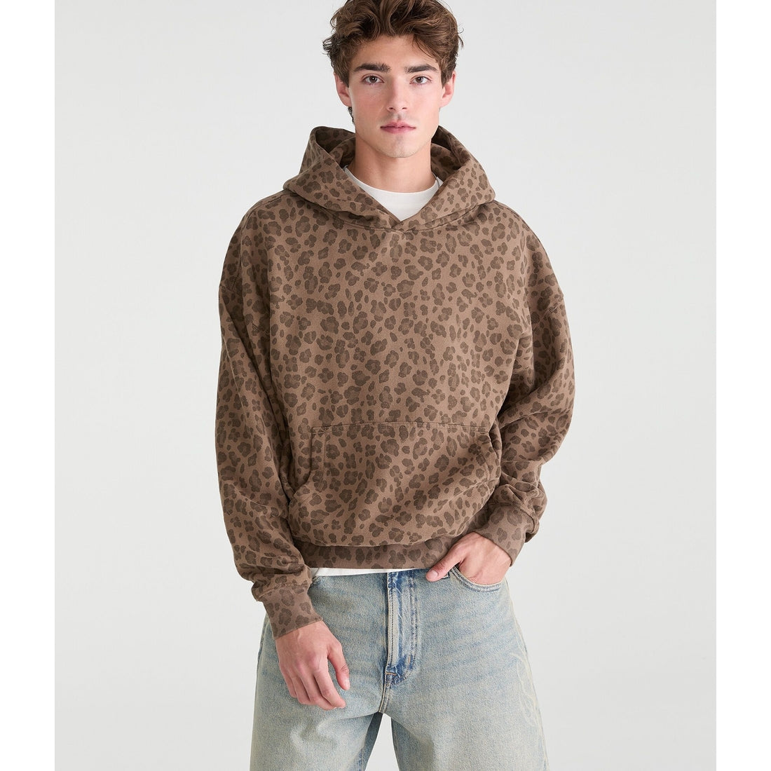 Cloud Soft Leopard Print Boxy Pullover Hoodie