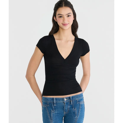 Ribbed V-Neck Tee