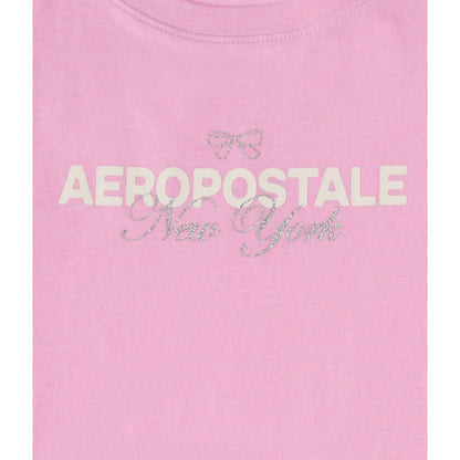 Aeropostale Bow Glitter Graphic Tee