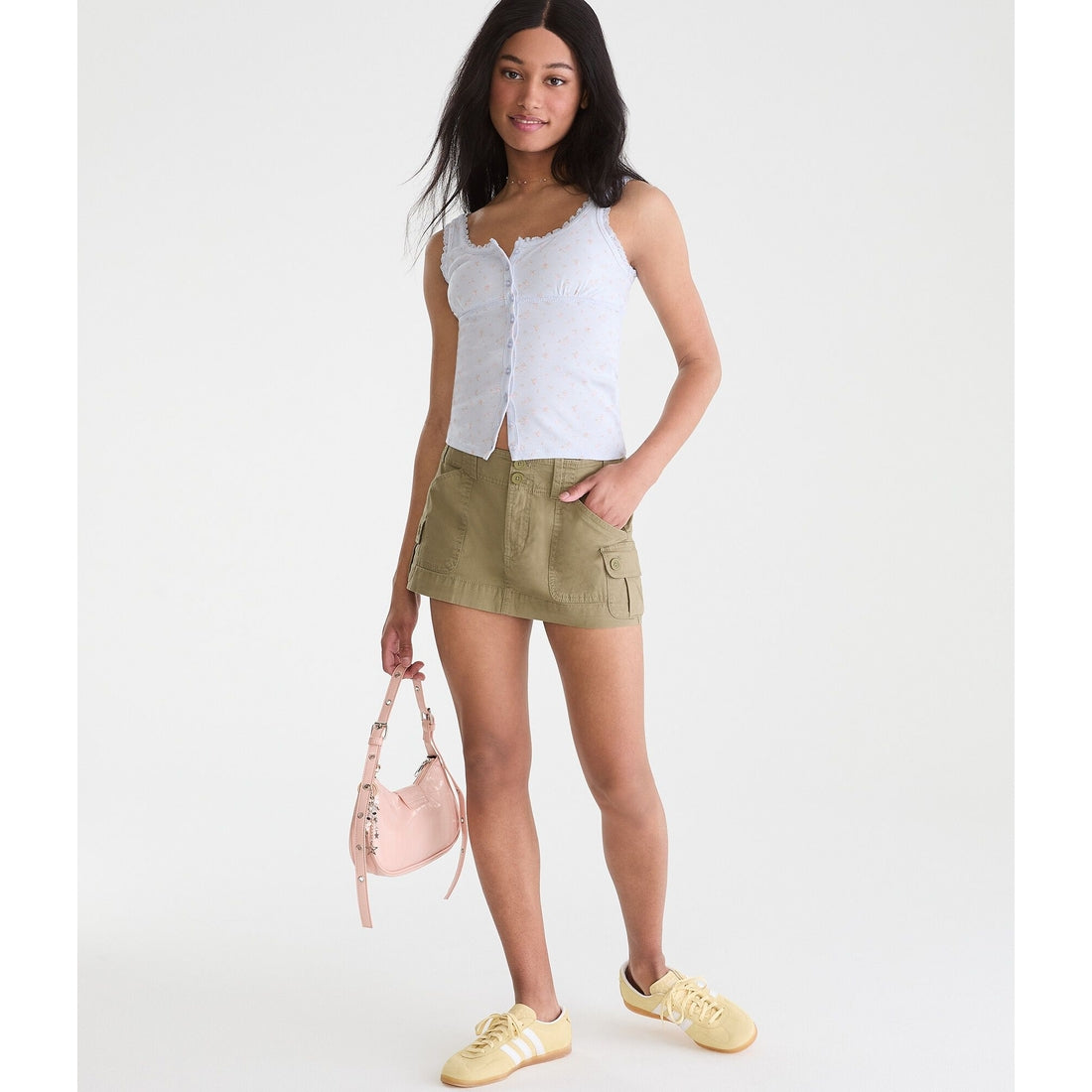 Seriously Soft Floral Lace-Trim Buttoned Tank Top