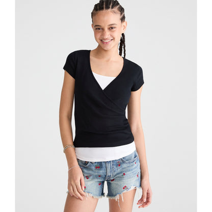 Seriously Soft Wrap-Front V-Neck Tee