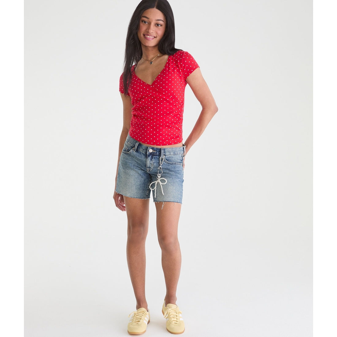Seriously Soft Polka Dot Wrap-Front V-Neck Tee