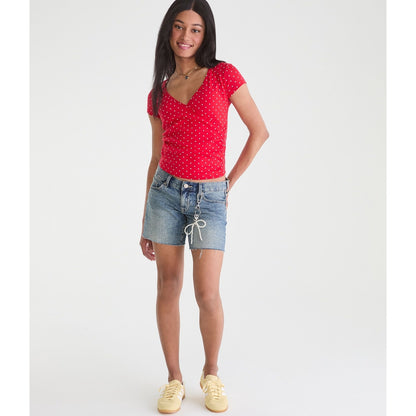 Seriously Soft Polka Dot Wrap-Front V-Neck Tee