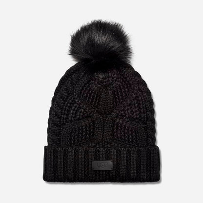 UGG® Women's Cable Beanie With Pom Knit/Faux Fur