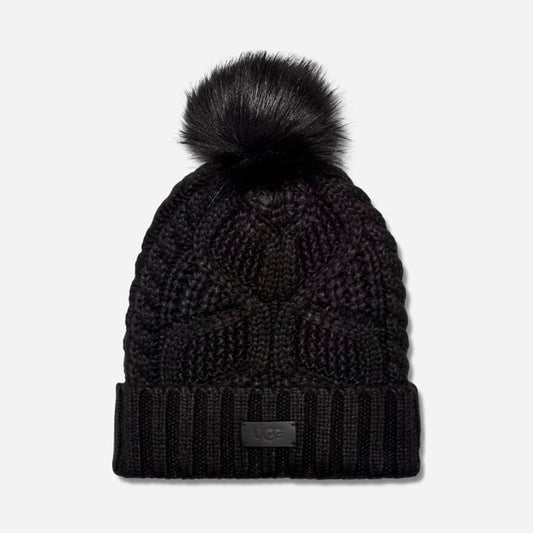 UGG® Women's Cable Beanie With Pom Knit/Faux Fur