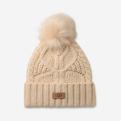 UGG® Women's Cable Beanie With Pom Knit/Faux Fur