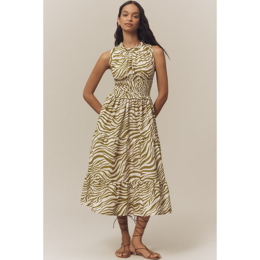 Sleeveless Poplin Smocked Midi Dress by Anthropologie