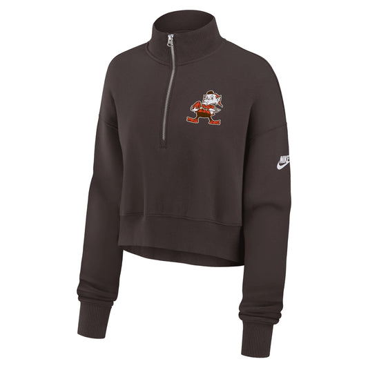 Cleveland Browns Rewind Phoenix Nike Women's NFL Cropped 1/4-Zip Crew