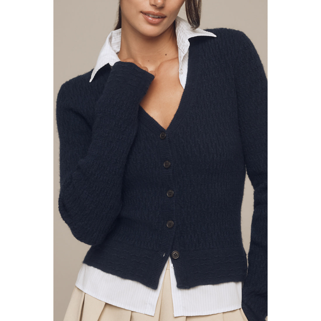 Twofer Cable-Knit Cardigan Sweater by Maeve