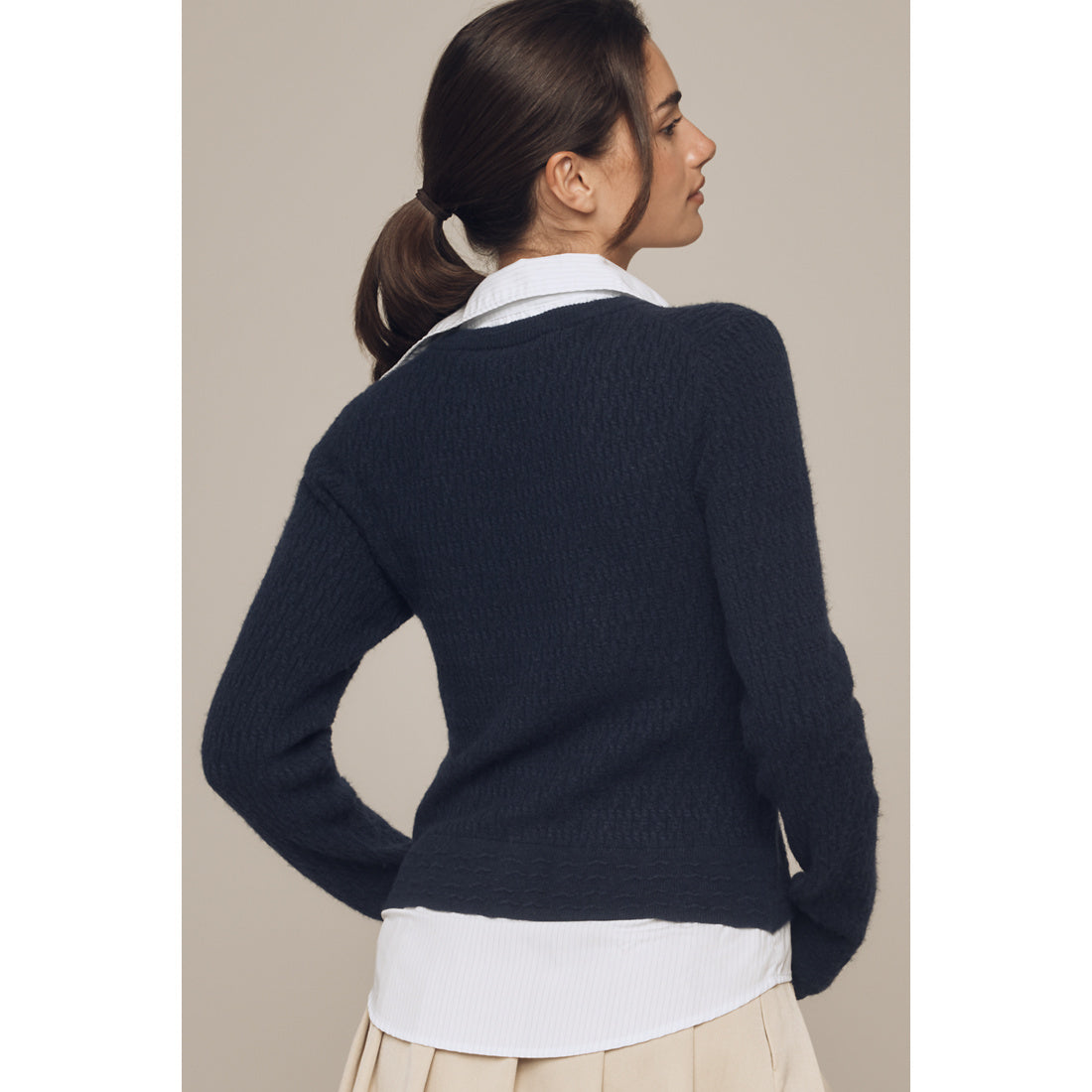 Twofer Cable-Knit Cardigan Sweater by Maeve