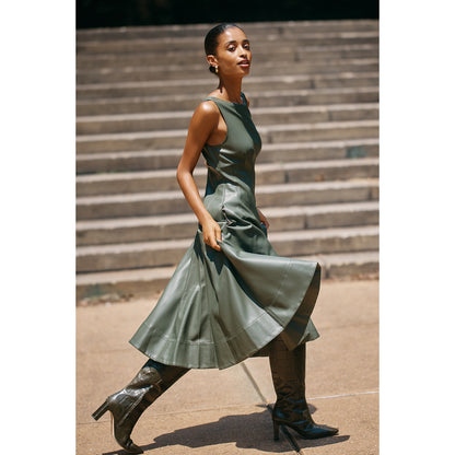 Faux-Leather A-Line Midi Dress by Anthropologie