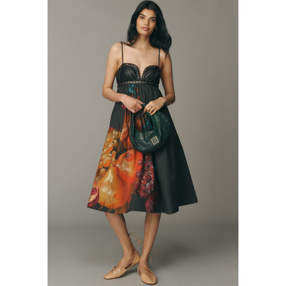 Twofer Faux-Leather Babydoll Dress by Maeve