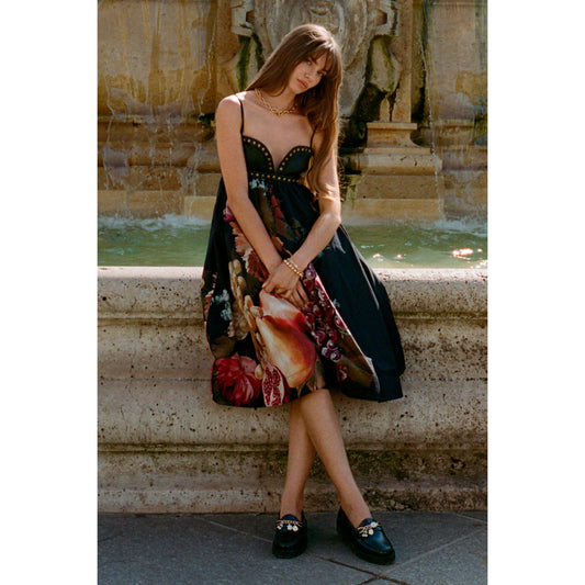 Twofer Faux-Leather Babydoll Dress by Maeve