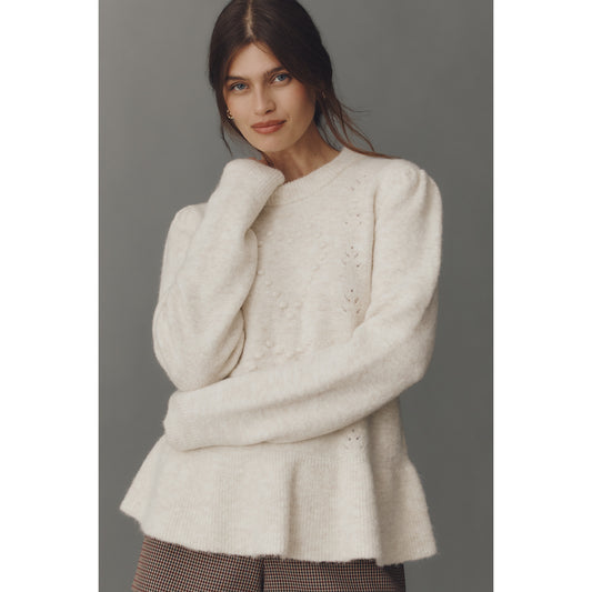 Textured Ruffled Waist Sweater by Anthropologie