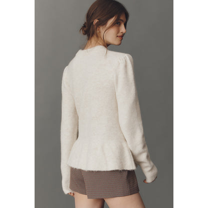 Textured Ruffled Waist Sweater by Anthropologie