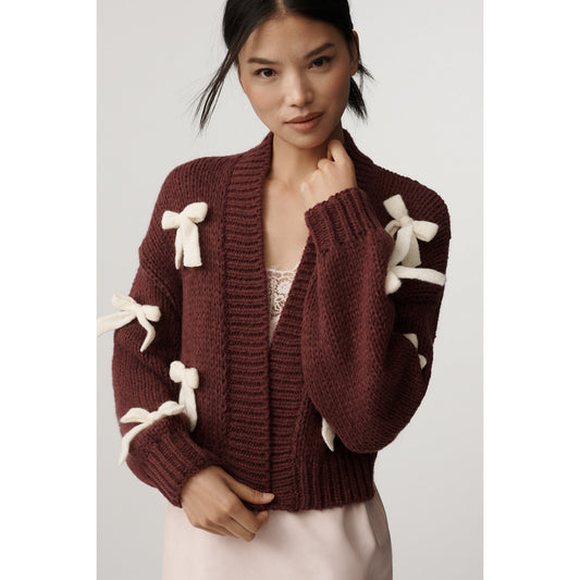 The Alicia 3D Bow Crop Cardigan Sweater by Maeve