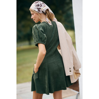 Puff-Sleeve Corduroy Mini Dress by Pilcro
