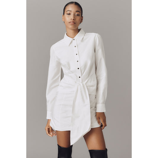 Long-Sleeve Tie-Front Mini Shirt Dress by Anthropologie
