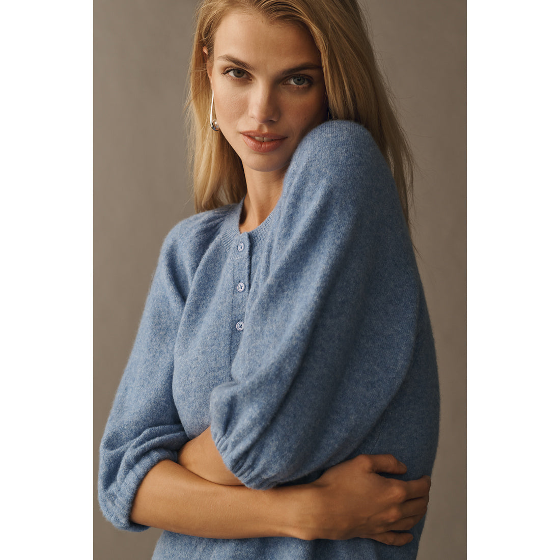 Puff-Sleeve Cardigan Sweater by Anthropologie