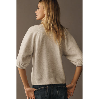 Puff-Sleeve Cardigan Sweater by Anthropologie