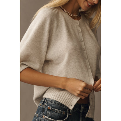 Puff-Sleeve Cardigan Sweater by Anthropologie