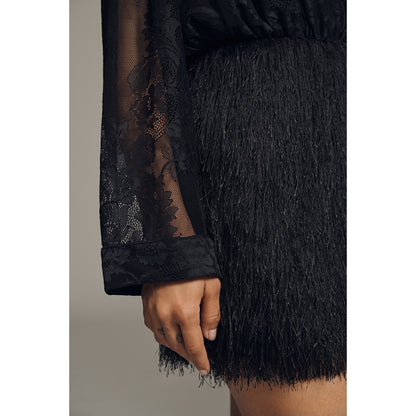 Fringe Twofer Mini Shirt Dress by Maeve
