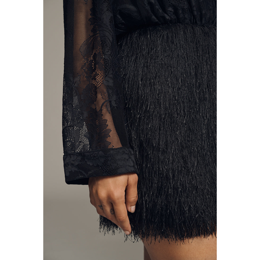 Fringe Twofer Mini Shirt Dress by Maeve