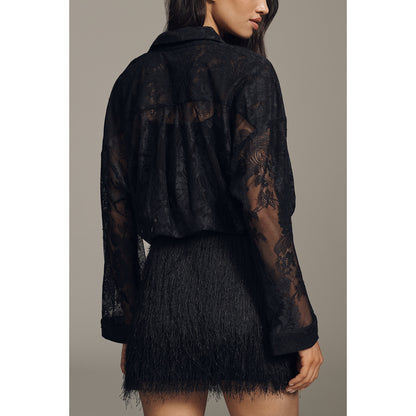 Fringe Twofer Mini Shirt Dress by Maeve