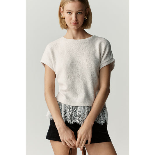 Ruffled Lace T-Shirt by Maeve