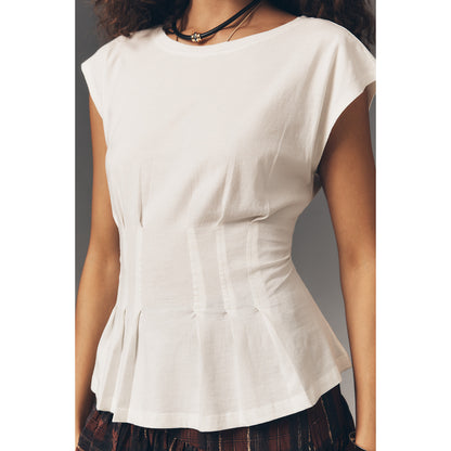 Graphic Darted Peplum T-Shirt by Anthropologie