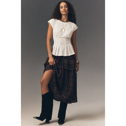 Graphic Darted Peplum T-Shirt by Anthropologie