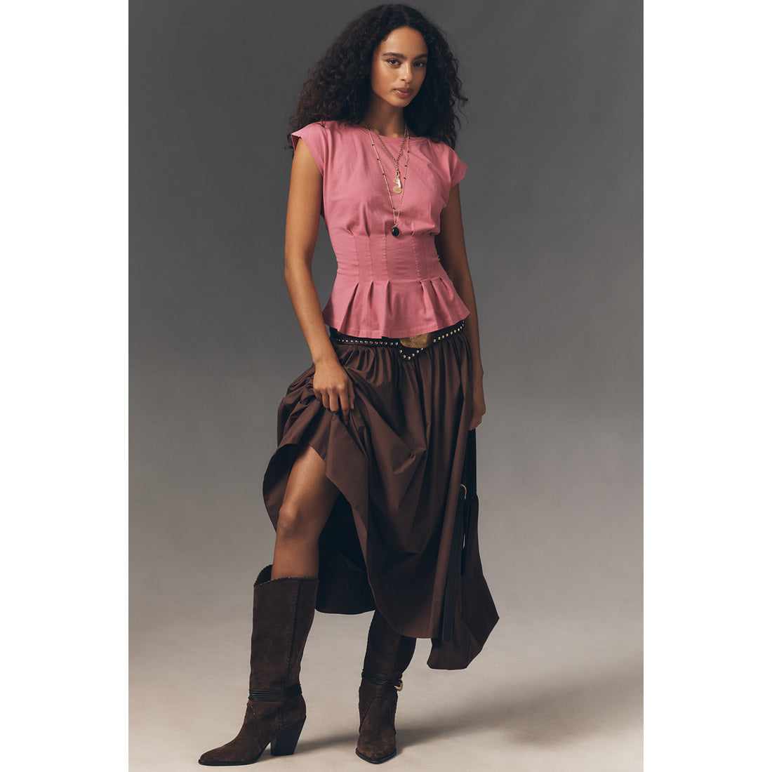 Graphic Darted Peplum T-Shirt by Anthropologie
