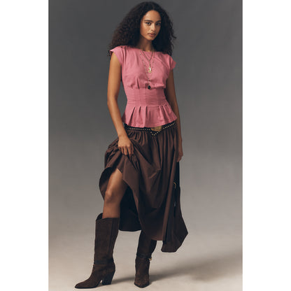 Graphic Darted Peplum T-Shirt by Anthropologie