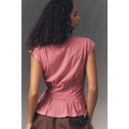 Graphic Darted Peplum T-Shirt by Anthropologie