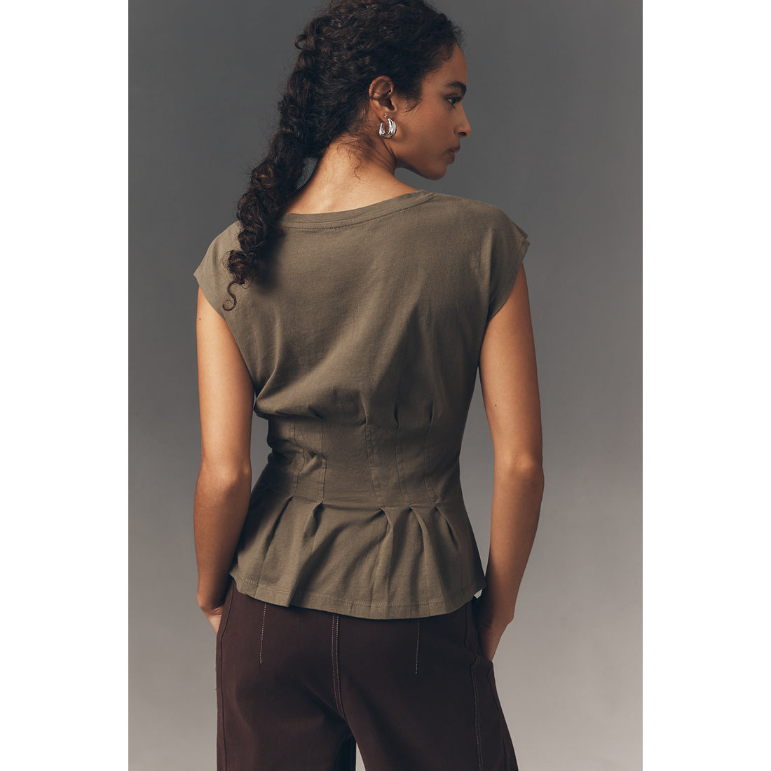 Graphic Darted Peplum T-Shirt by Anthropologie