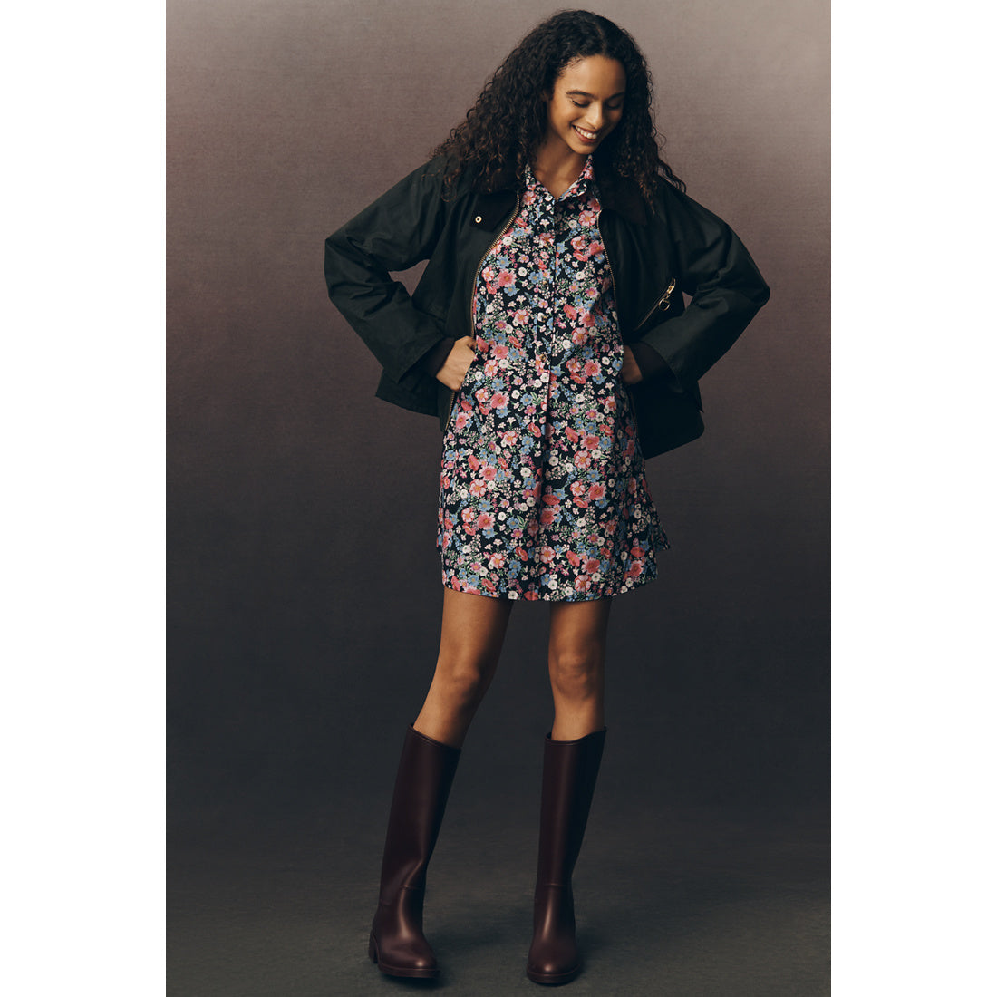 The Pollie Short-Sleeve Swing Tunic Mini Dress by Anthropologie