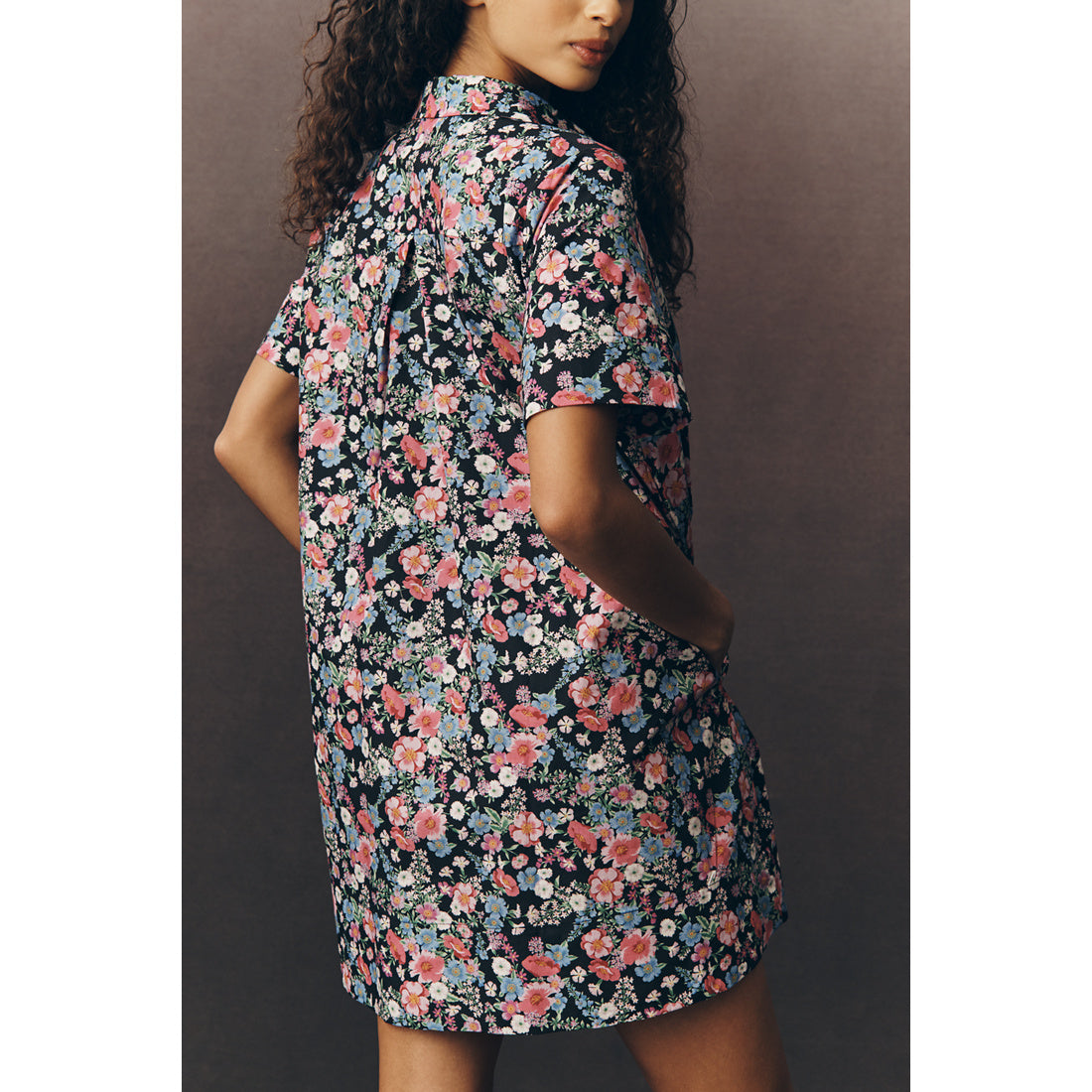 The Pollie Short-Sleeve Swing Tunic Mini Dress by Anthropologie