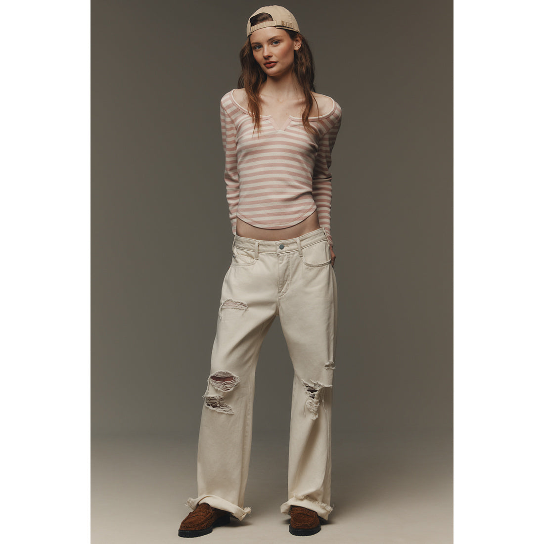 Notched Long-Sleeve T-Shirt by Pilcro